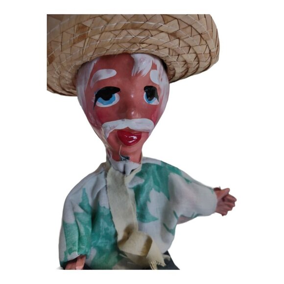 Vintage Old Mexican Man Handcrafted Marionette Puppet Toy Collectible - Picture 4 of 11